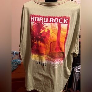Hard Rock Cafe Olive Green Men’s Tee with Sunset Guitar Graphic